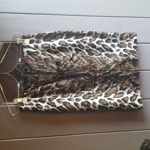 D. Exterior Faux Fur Pencil Skirt